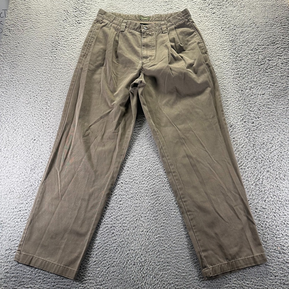 Dockers Pant Mens 32x32 Brown Cotton Khakis Pleated Straight Workwear Utility